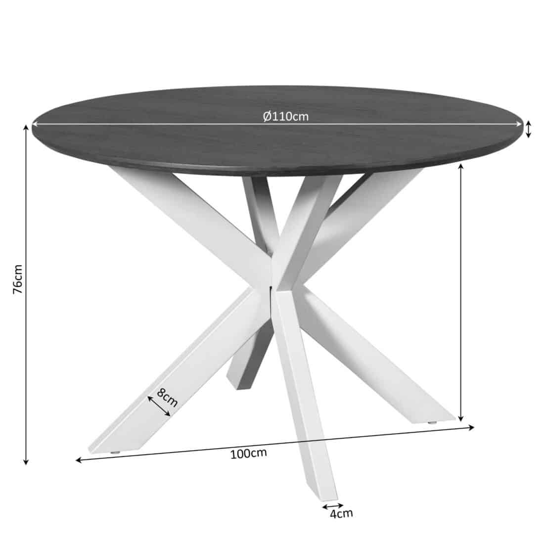 Starfurn Eettafel Madison Brown 110 Cm Poot Sand