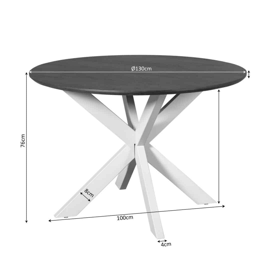Starfurn Eettafel Madison Brown 130 Cm Poot Sand