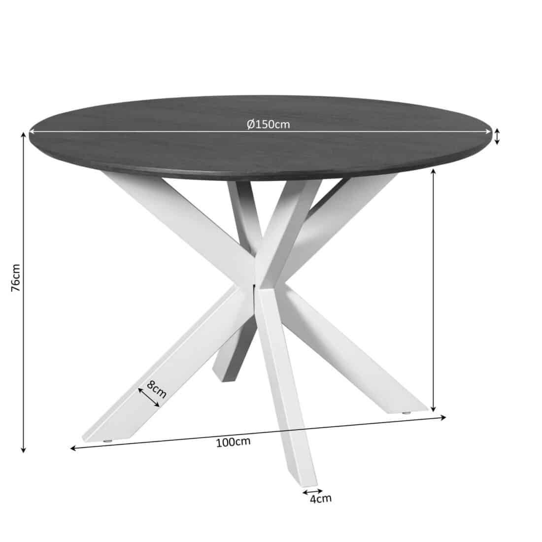 Starfurn Eettafel Madison Brown 150 Cm Poot Black
