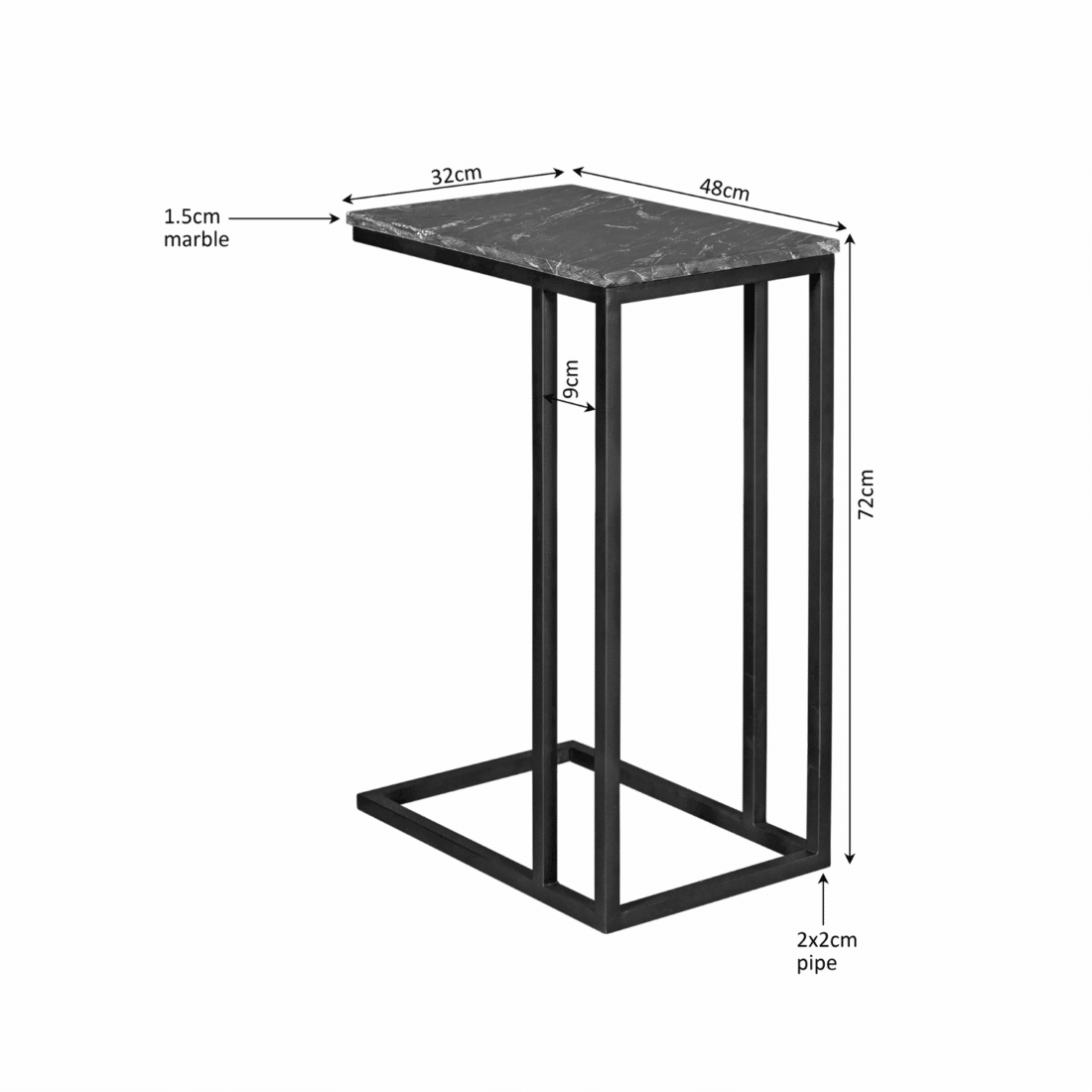 Starfurn Slider Marmer High Zwart
