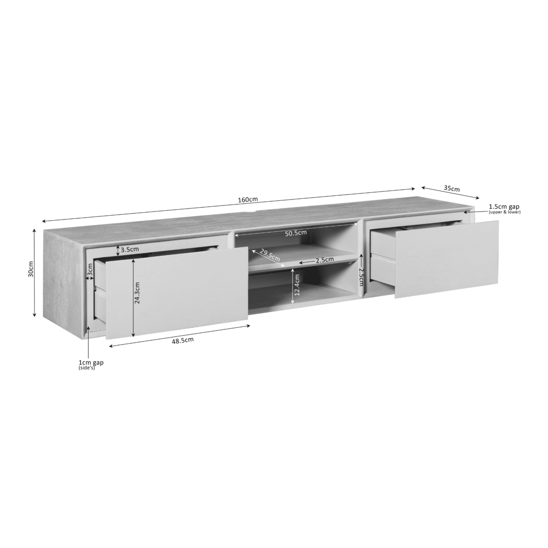 Starfurn Zwevend Tv Meubel Ambiance Naturel 160 Cm Starfurn Zwevend Tv Meubel Ambiance Naturel 160 Cm