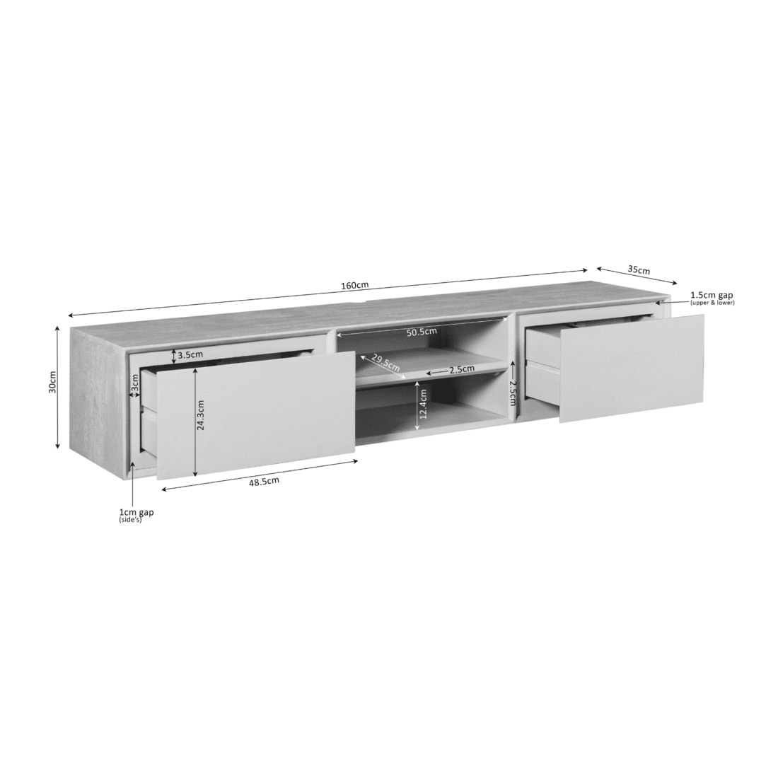 Starfurn Zwevend Tv Meubel Ambiance Black 160 Cm Starfurn Zwevend Tv Meubel Ambiance Black 160 Cm