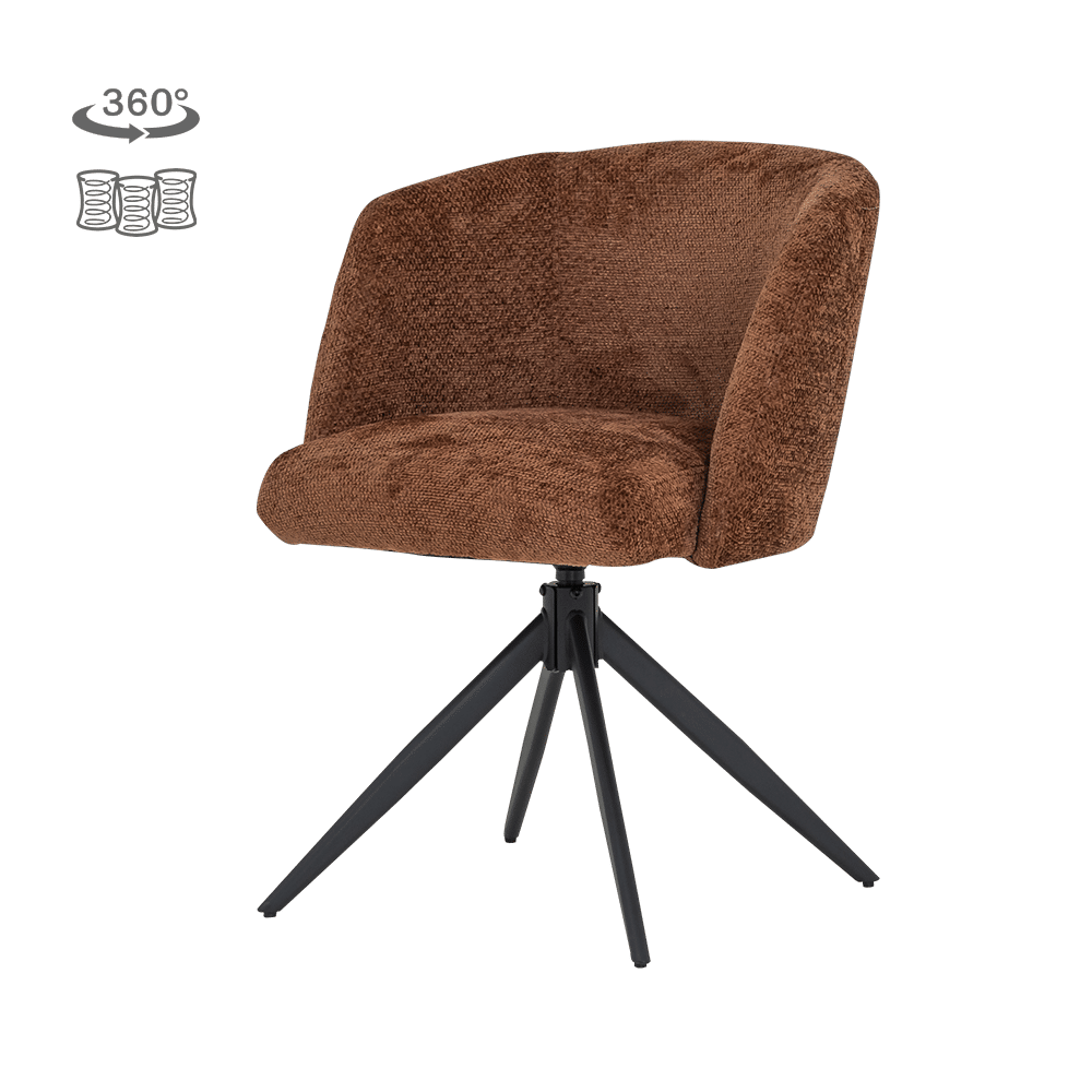 Tower Living eetkamerstoel Cuvio draaibaar met arm koper Tower Living eetkamerstoel Cuvio draaibaar met arm koper