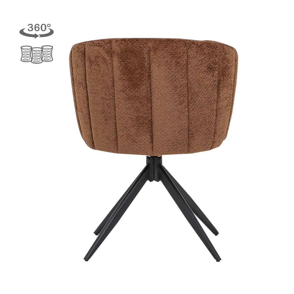 achterkant Tower Living eetkamerstoel Cuvio draaibaar met arm koper achterkant Tower Living eetkamerstoel Cuvio draaibaar met arm koper