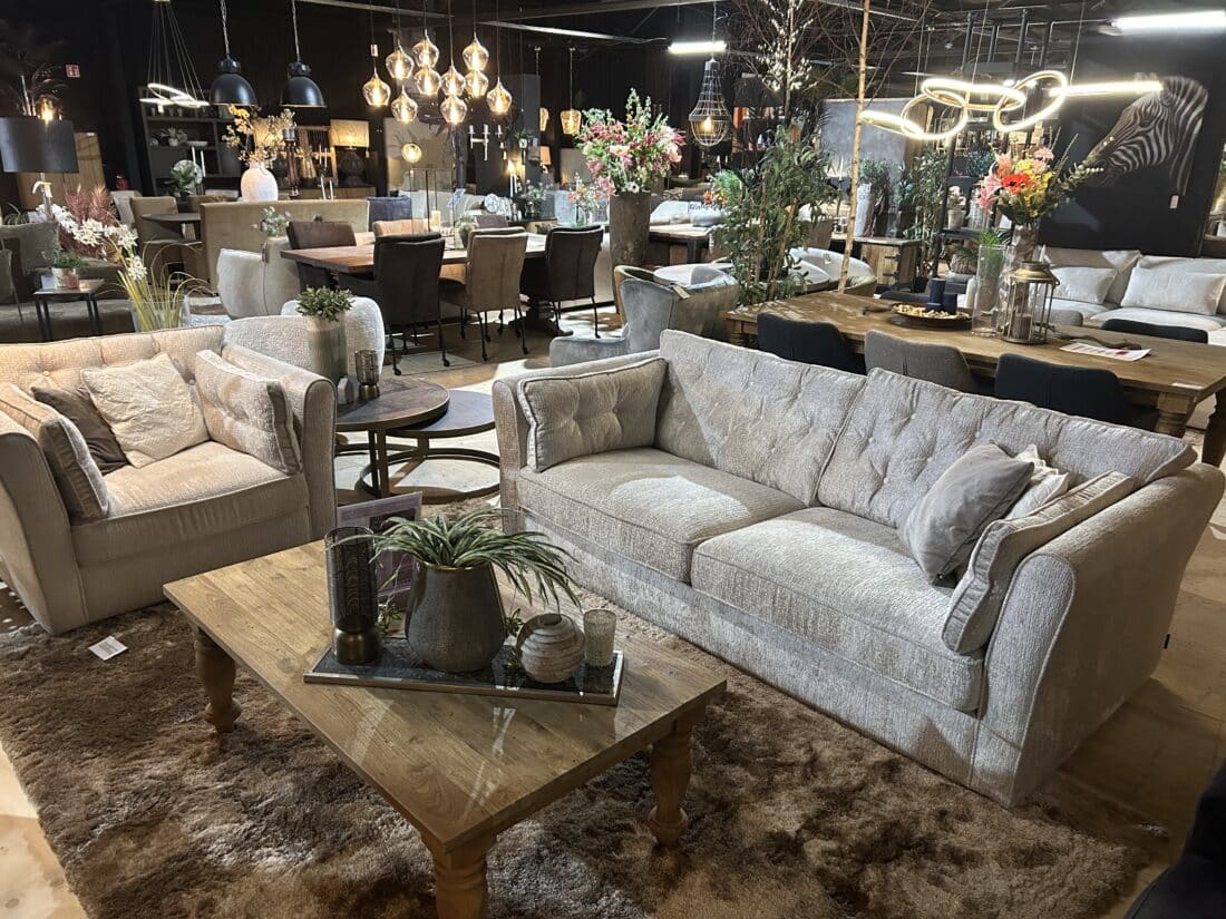 SHOWMODEL UrbanSofa 3 zitsbank en loveseat Fiore Kensingtone Nature