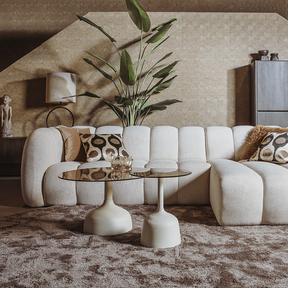 Tower Living bijzettafel Elba 40x40x45 cm rond glas gebroken wit Tower Living bijzettafel Elba 40x40x45 cm rond glas gebroken wit