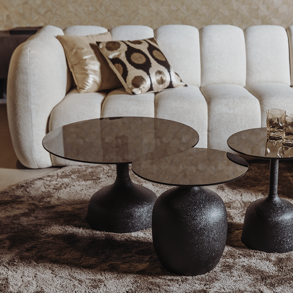 Tower Living bijzettafel Elba 40x40x45 cm rond glas zwart