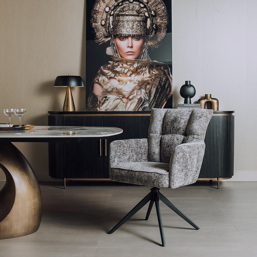 Tower Living eetkamerstoel Bardi draaibaar met arm antraciet Tower Living eetkamerstoel Bardi draaibaar met arm antraciet