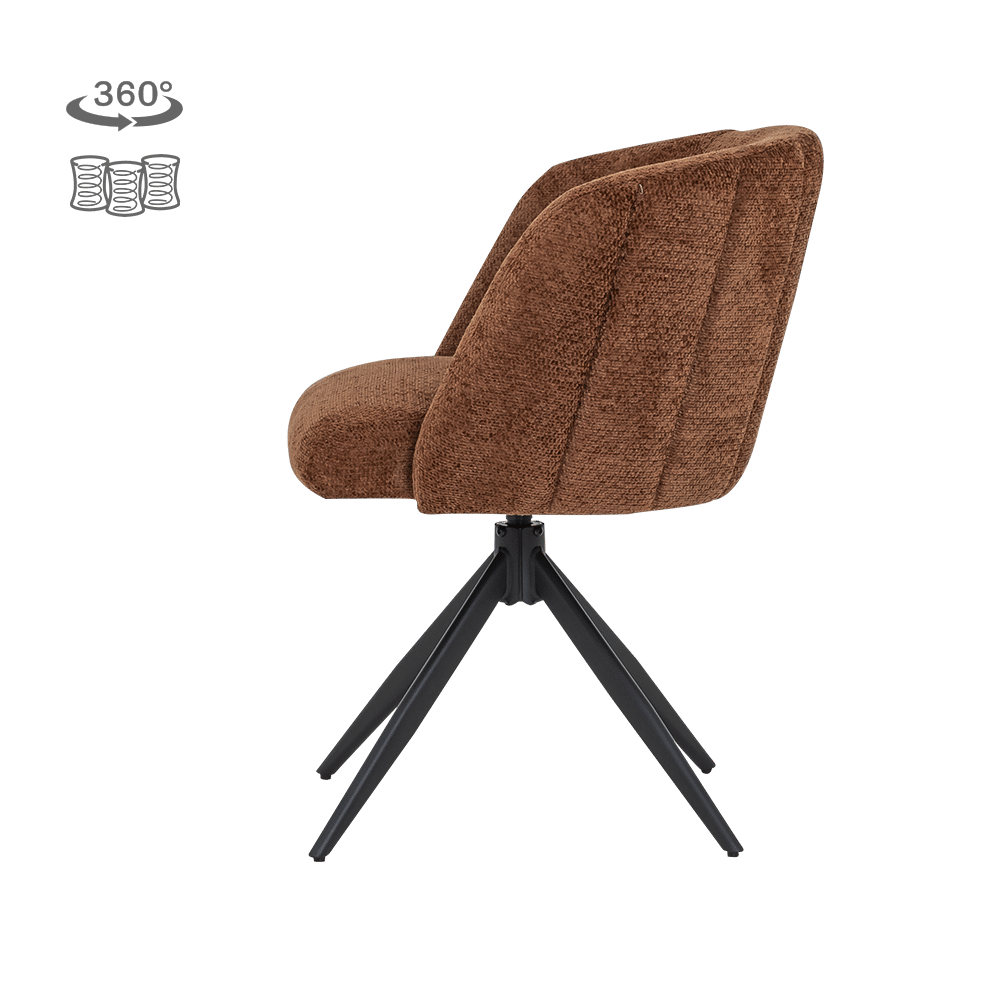 zijkant Tower Living eetkamerstoel Cuvio draaibaar met arm koper zijkant Tower Living eetkamerstoel Cuvio draaibaar met arm koper