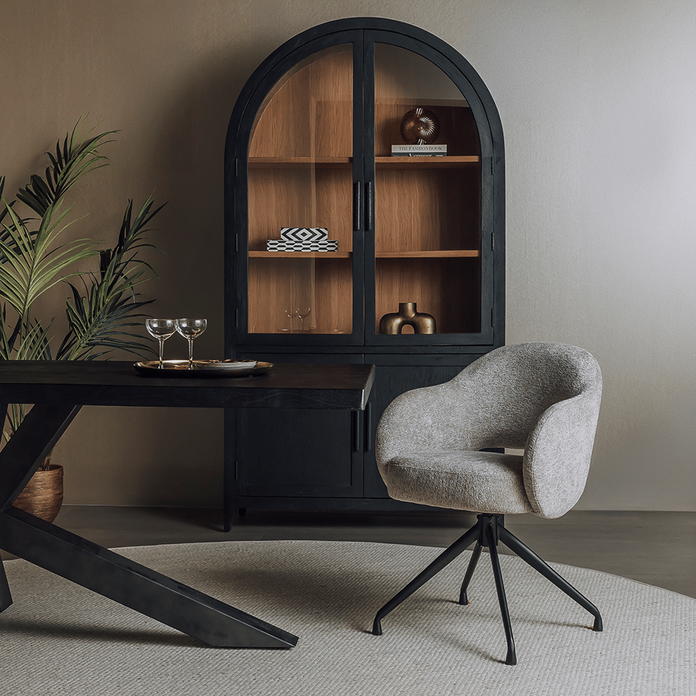 Tower Living eetkamerstoel Porto draaibaar met arm beige Tower Living eetkamerstoel Porto draaibaar met arm beige