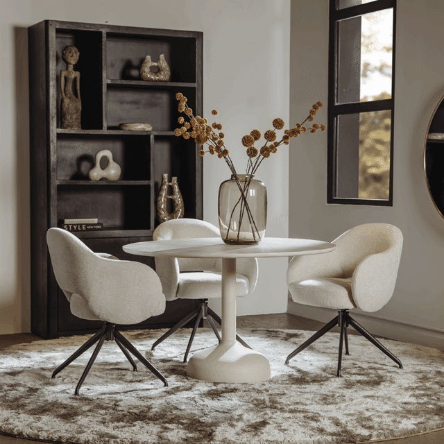 Tower Living eettafel Elba 120 cm rond mangohout gebroken wit