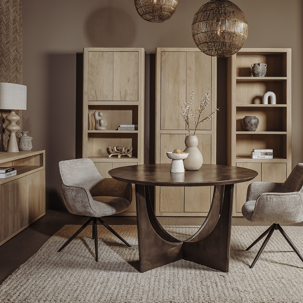 Tower Living eettafel Fermo 130x130x77 cm rond olijfbruin mangohout Tower Living eettafel Fermo 130x130x77 cm rond olijfbruin mangohout