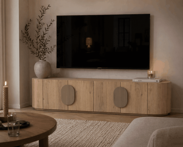 Tower Living tv meubel Allure 180x40x50 cm white wash eiken