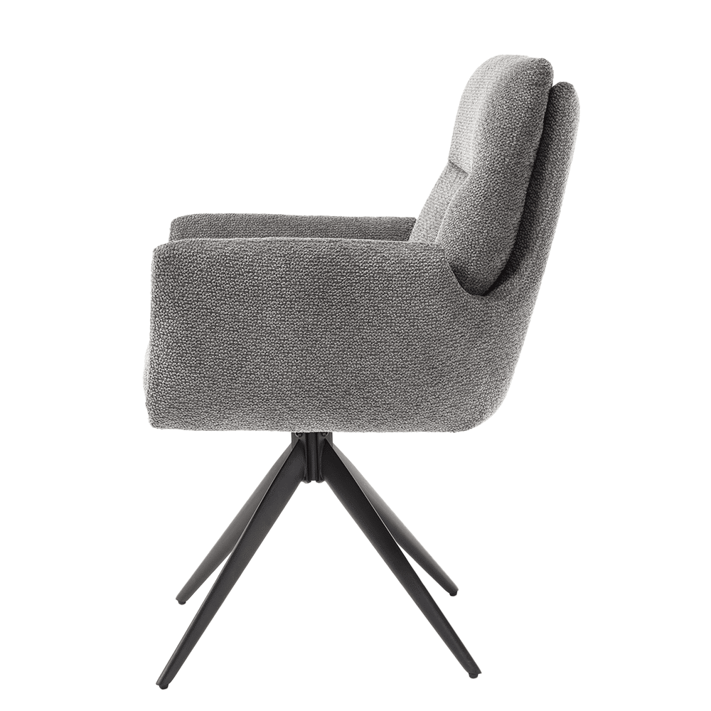 zijkant Tower Living eetkamerstoel Varzo draaibaar met arm grijs zijkant Tower Living eetkamerstoel Varzo draaibaar met arm grijs