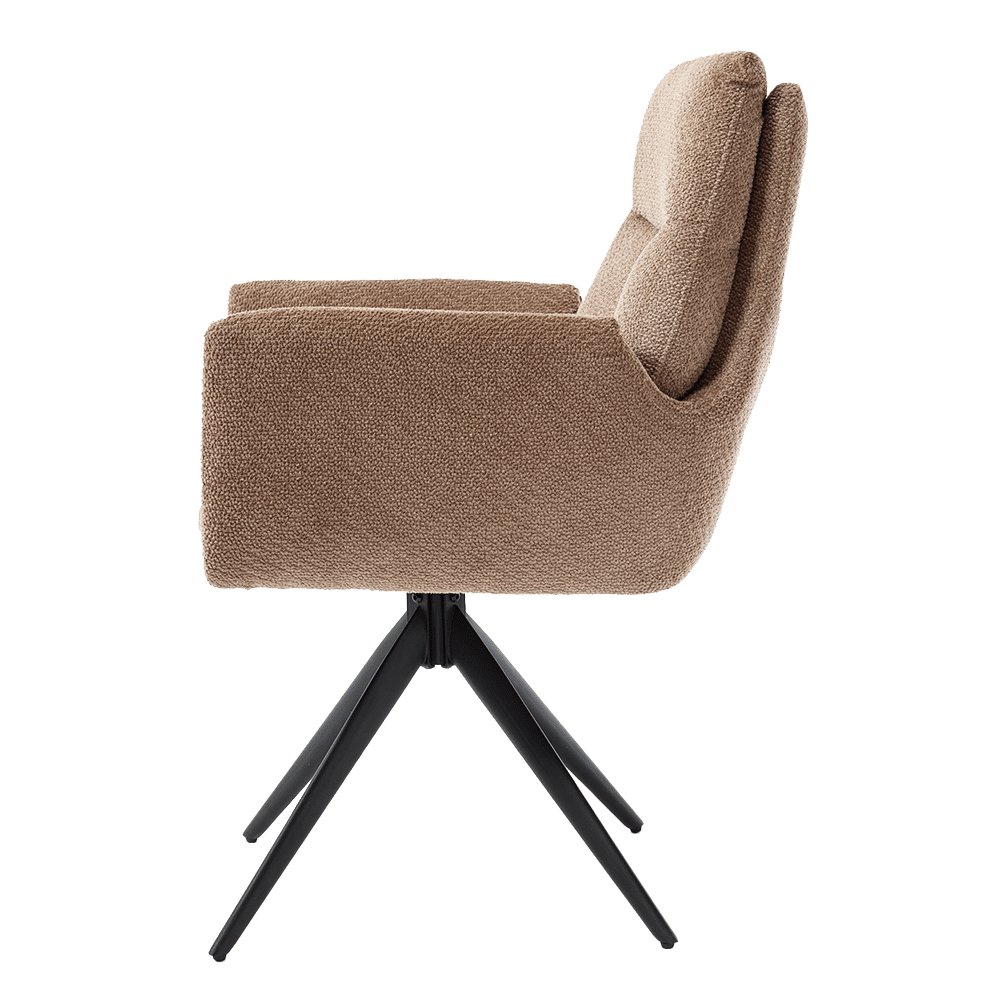zijkant Tower Living eetkamerstoel Varzo draaibaar met arm mocca zijkant Tower Living eetkamerstoel Varzo draaibaar met arm mocca