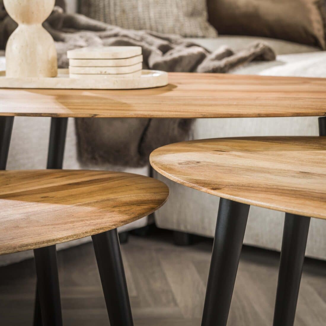 Zijlstra Salontafel Organic Set Van 3 Massief Acacia