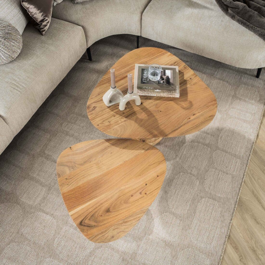 Zijlstra Salontafel Driehoekig Set Van 2 Massief Acacia