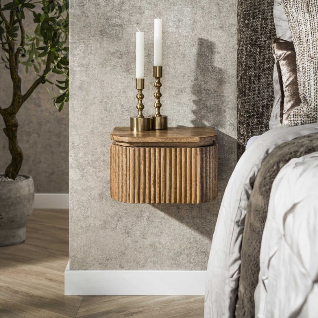 Zijlstra Nachtkastje Wave Xs Zwevend 1 Lade Massief Mango Zand