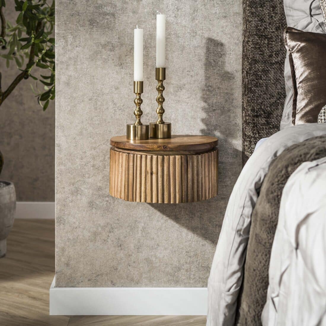 Zijlstra Nachtkastje Wave Xs Zwevend Rond 1 Lade Massief Mango Zand