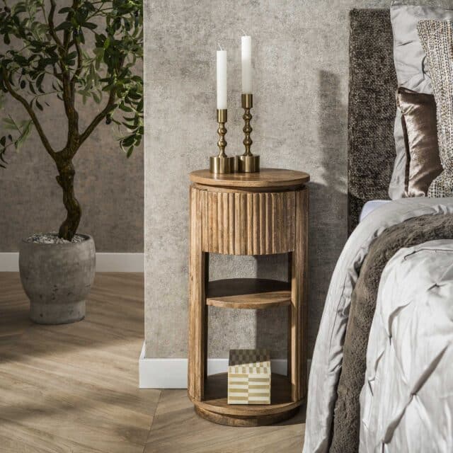 Zijlstra Nachtkastje Wave Xs Rond 1 Lade Massief Mango Zand