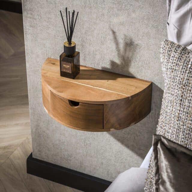 Zijlstra Nachtkastje Curve Zwevend 1 Lade Massief Acacia