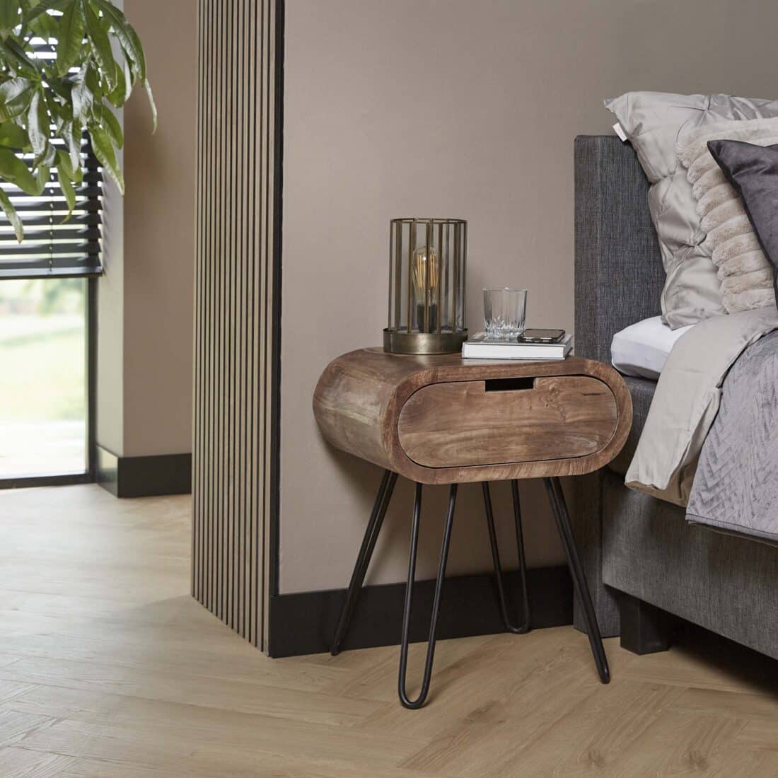 Zijlstra Nachtkastje Barrel 1 Lade Massief Mango Zand