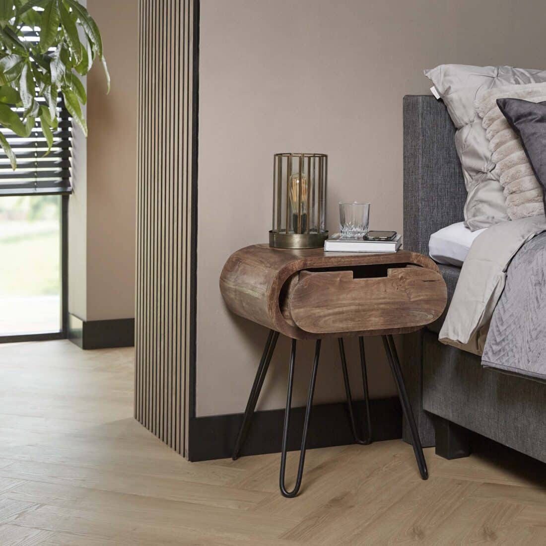 Zijlstra Nachtkastje Barrel 1 Lade Massief Mango Zand