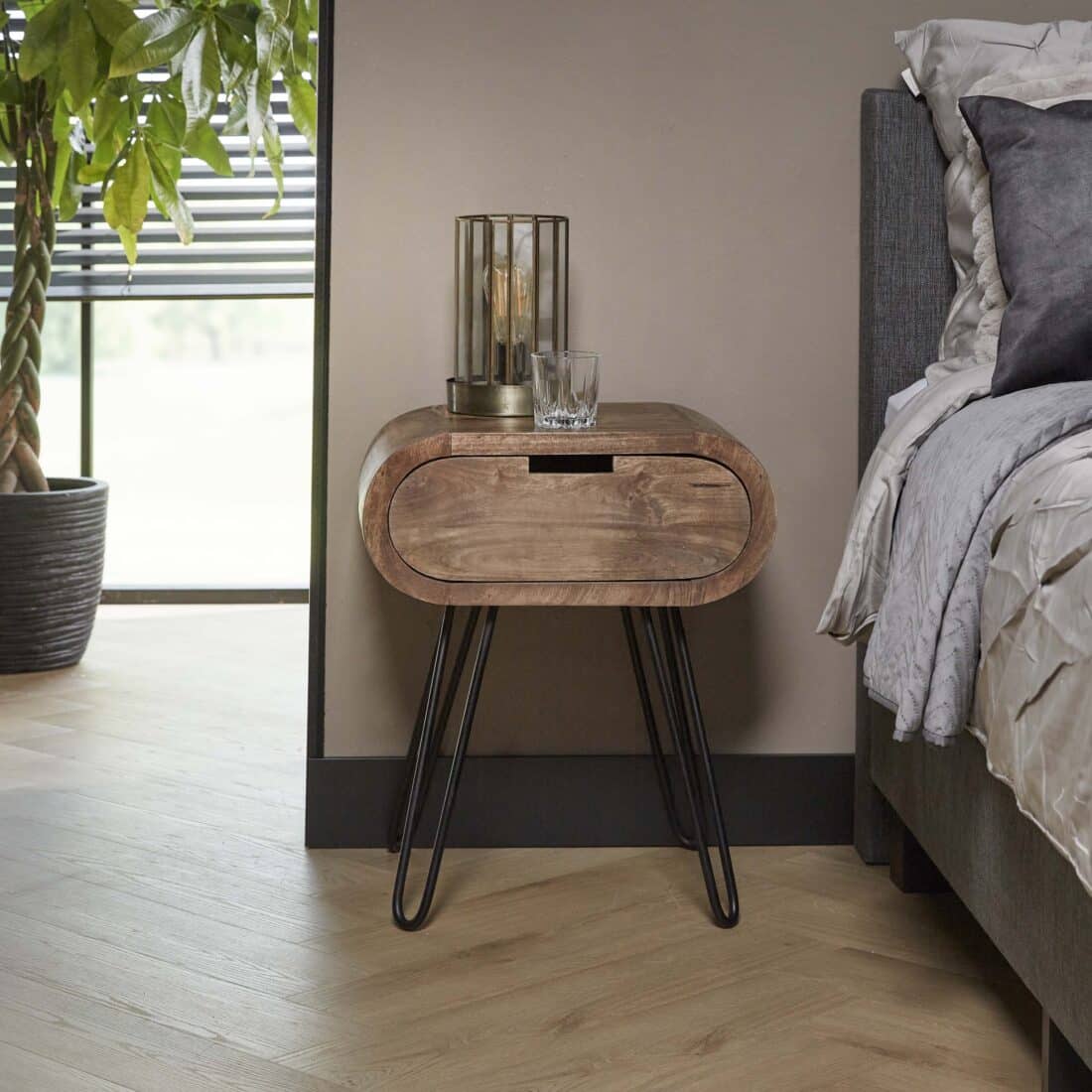 Zijlstra Nachtkastje Barrel 1 Lade Massief Mango Zand