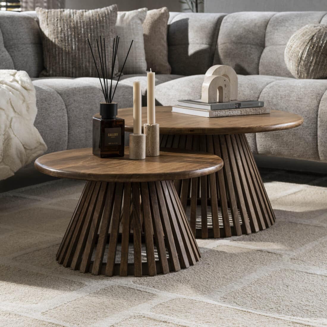 Zijlstra Salontafel Tweak Cone Set Van 2 Massief Mango Zand