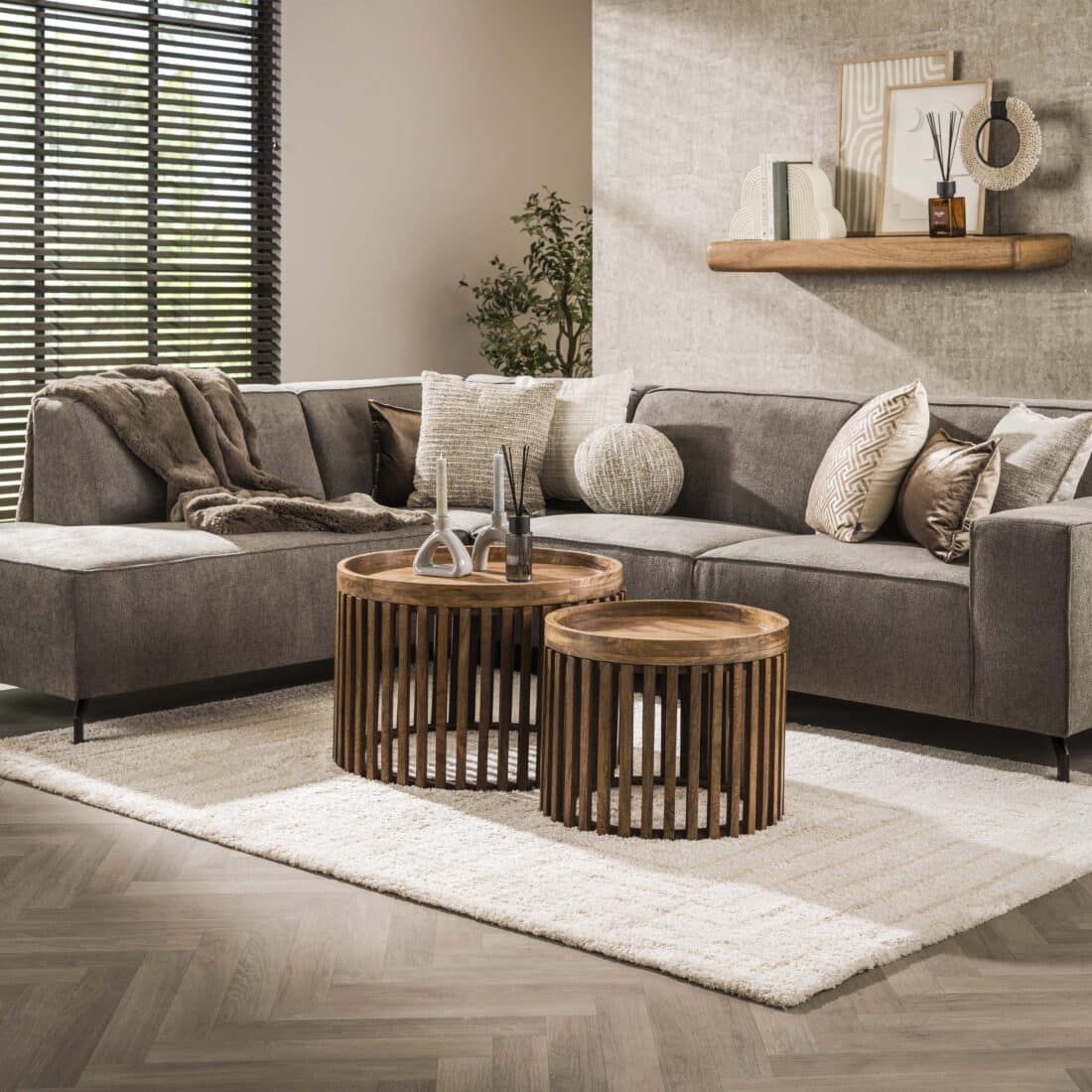 Zijlstra Salontafel Tweak Set Van 2 Massief Mango Zand