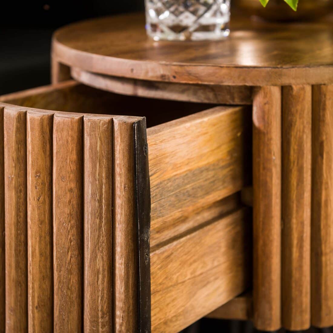 Zijlstra Nachtkastje Tweak Rond 1 Lade Massief Mango Zand