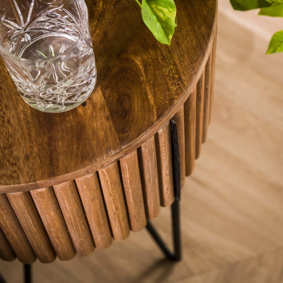 Zijlstra Nachtkastje Tweak Rond 1 Lade Massief Mango Zand