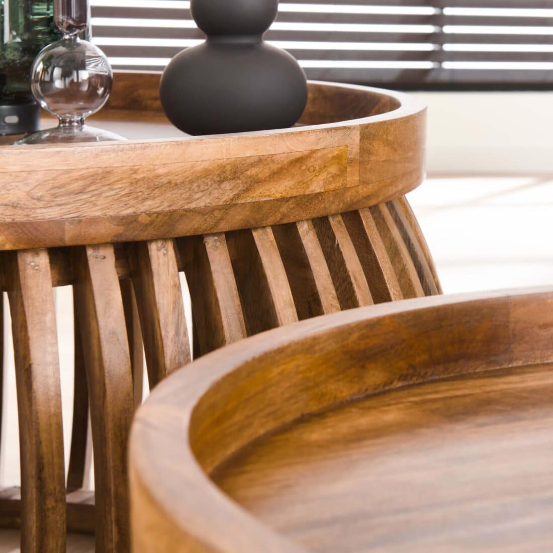 Zijlstra Salontafel Tweak Curve Set Van 2 Massief Mango Zand