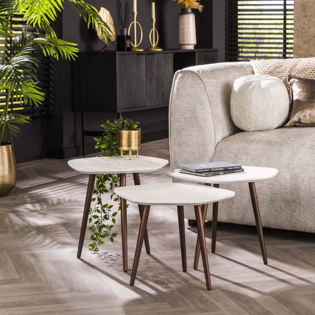 Zijlstra Salontafel Point Stone Set Van 3 Marmer Composiet