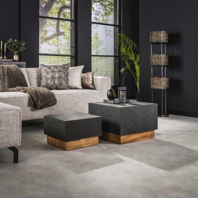 Zijlstra Salontafel Blox Slate Set Van 2 Leisteen