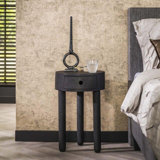 Zijlstra Nachtkastje Full Wood 1 Lade Massief Acacia Zwart