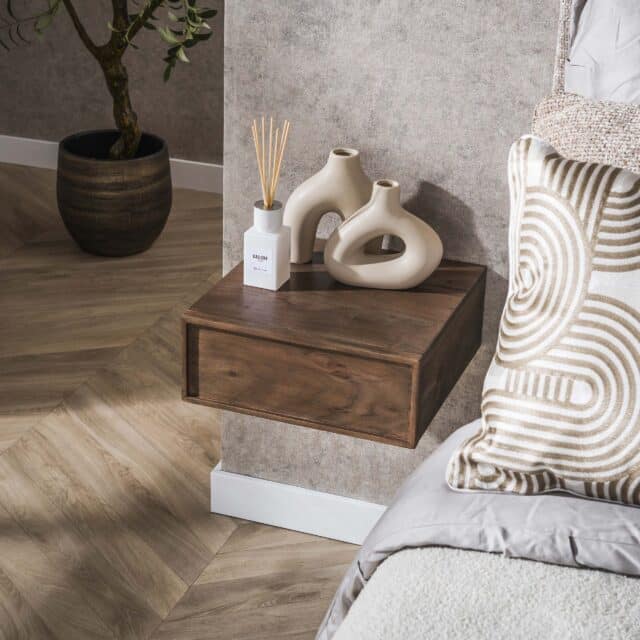 Zijlstra Nachtkastje Frame Zwevend 1 Lade Verpakt Per 2 Massief Acacia Bruin