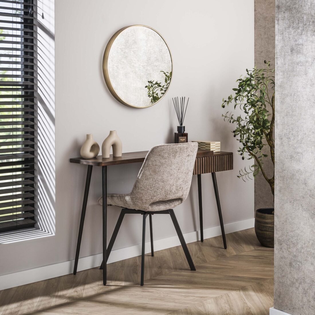 Zijlstra Hal Kaptafel Carve 1 Lade Massief Acacia Bruin