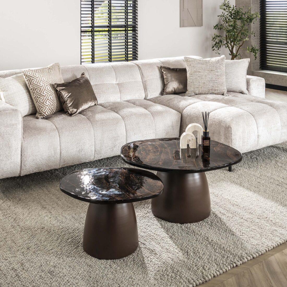 Zijlstra Salontafel Eclipse Set Van 2 Antiek Koper