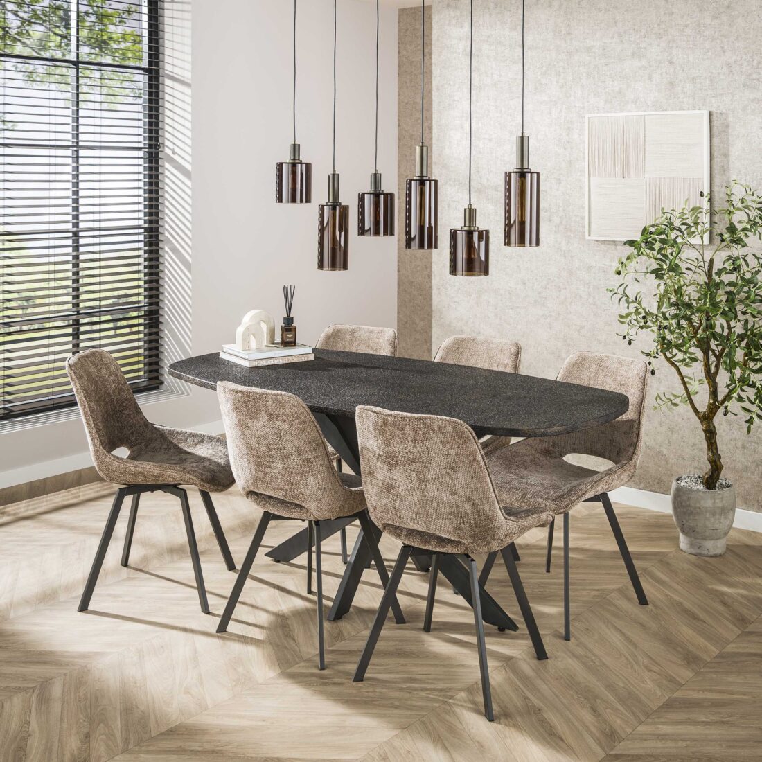 Zijlstra Eettafel Metallic Deens Ovaal 180cm Grijs