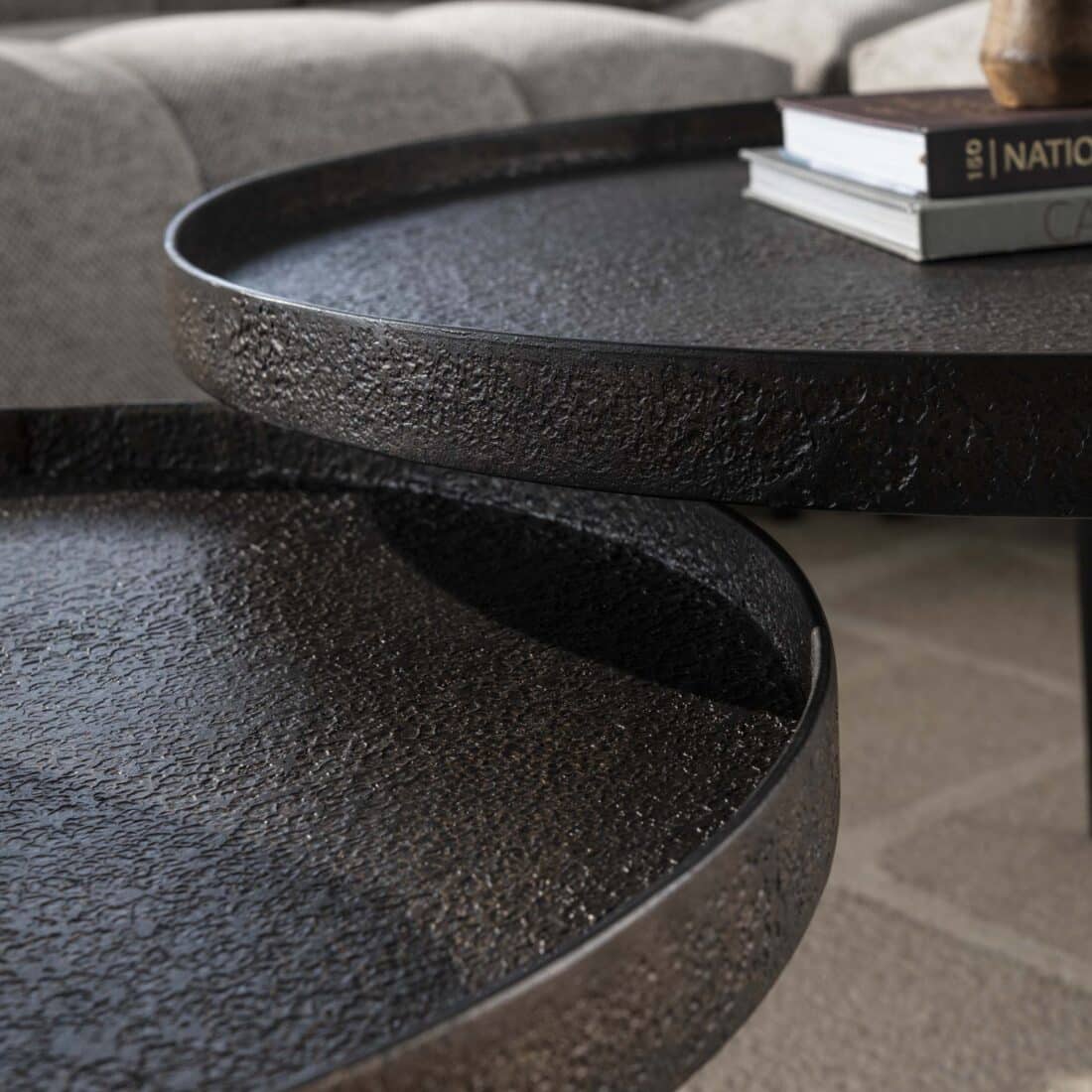 Zijlstra Salontafel Metallic Rond Set Van 2 Grijs