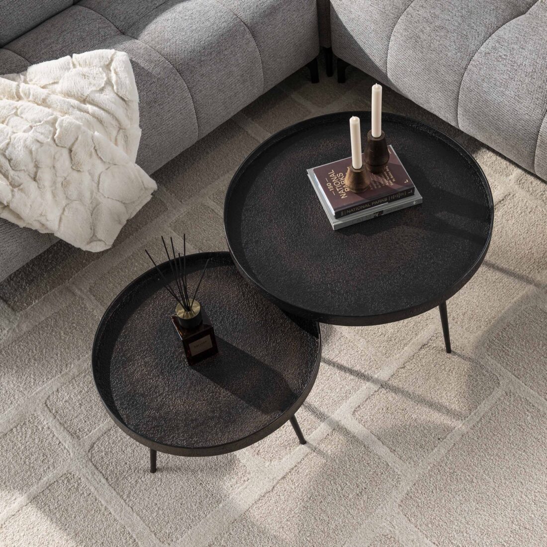 Zijlstra Salontafel Metallic Rond Set Van 2 Grijs