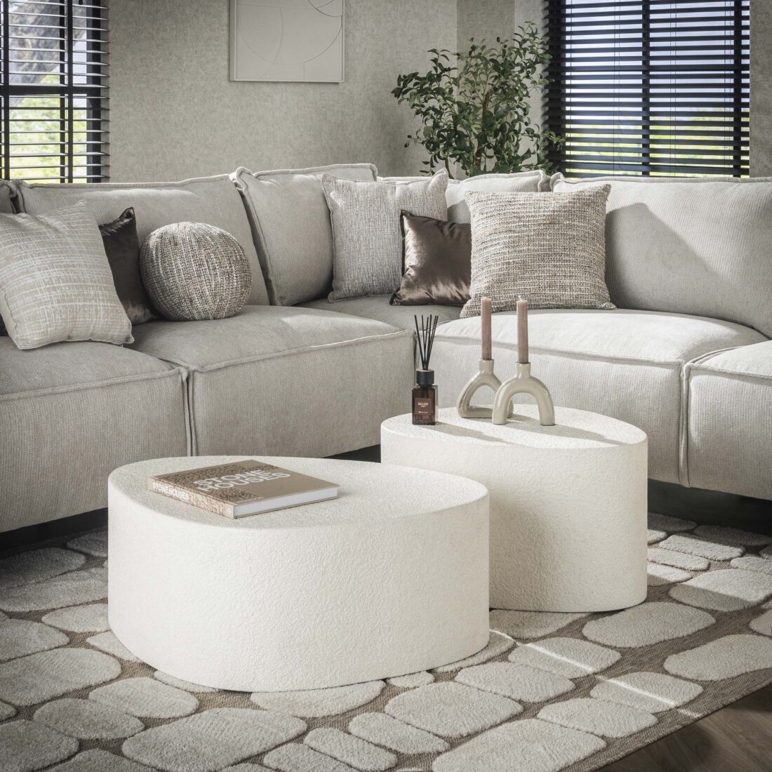 Zijlstra Salontafel Stone Driehoekig Set Van 2 Marmer Composiet