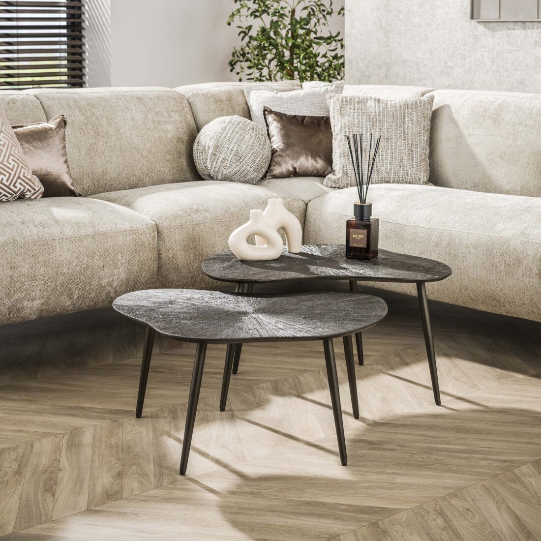 Zijlstra Salontafel Brown Ray Organisch Set Van 2 Donkerbruin Brons