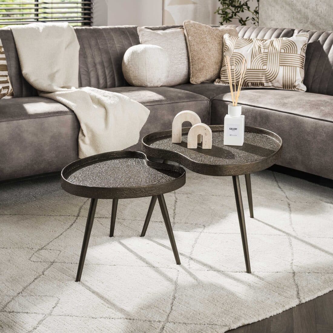 Zijlstra Salontafel Contour Niervormig Set Van 2 Brons Liquid Metal