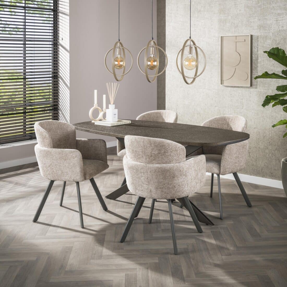 Zijlstra Eettafel Bronvik Deens Ovaal 180cm Brons Liquid Metal