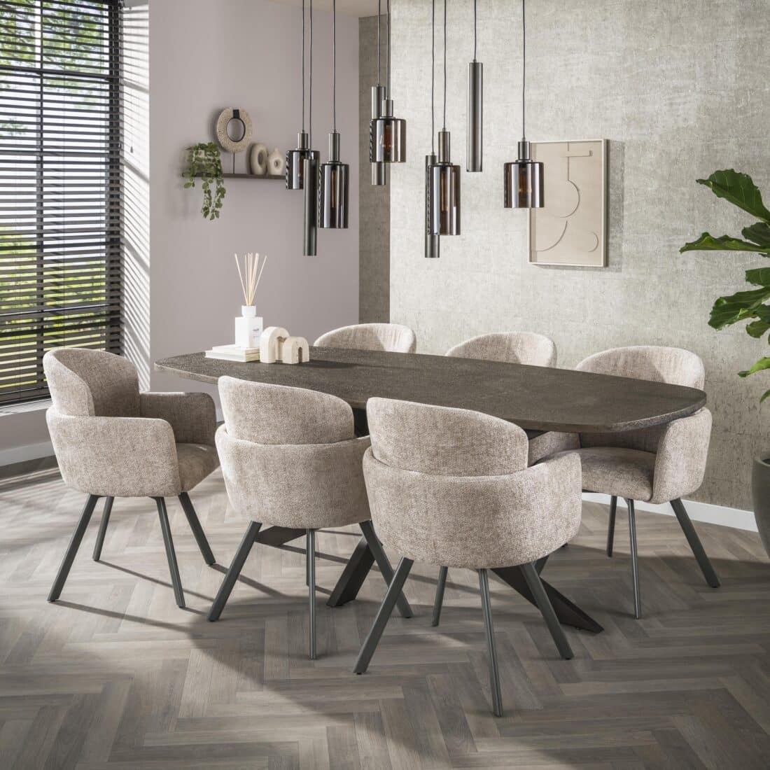 Zijlstra Eettafel Bronvik Deens Ovaal 215 Cm Brons Liquid Metal