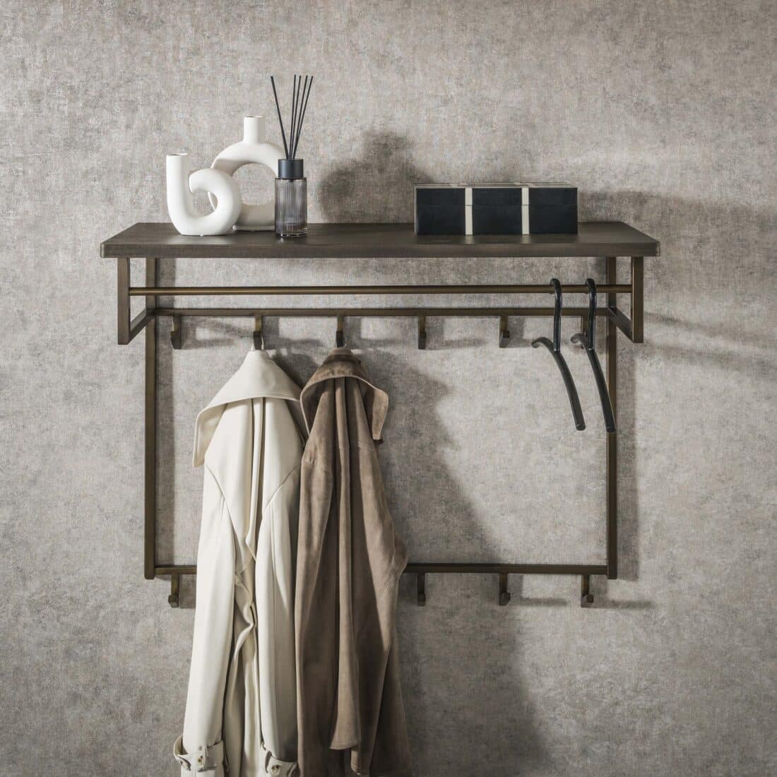 Zijlstra Kapstok Ferro Hoog Roede En Hoedenplank 2 215 6 Haken Antiek Brons