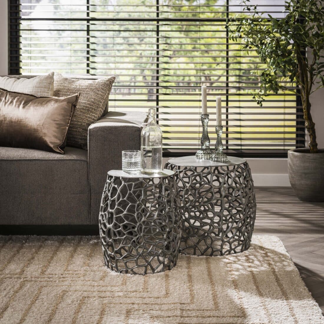 Zijlstra Bijzettafel Maze Set Van 2 Zwart Nikkel