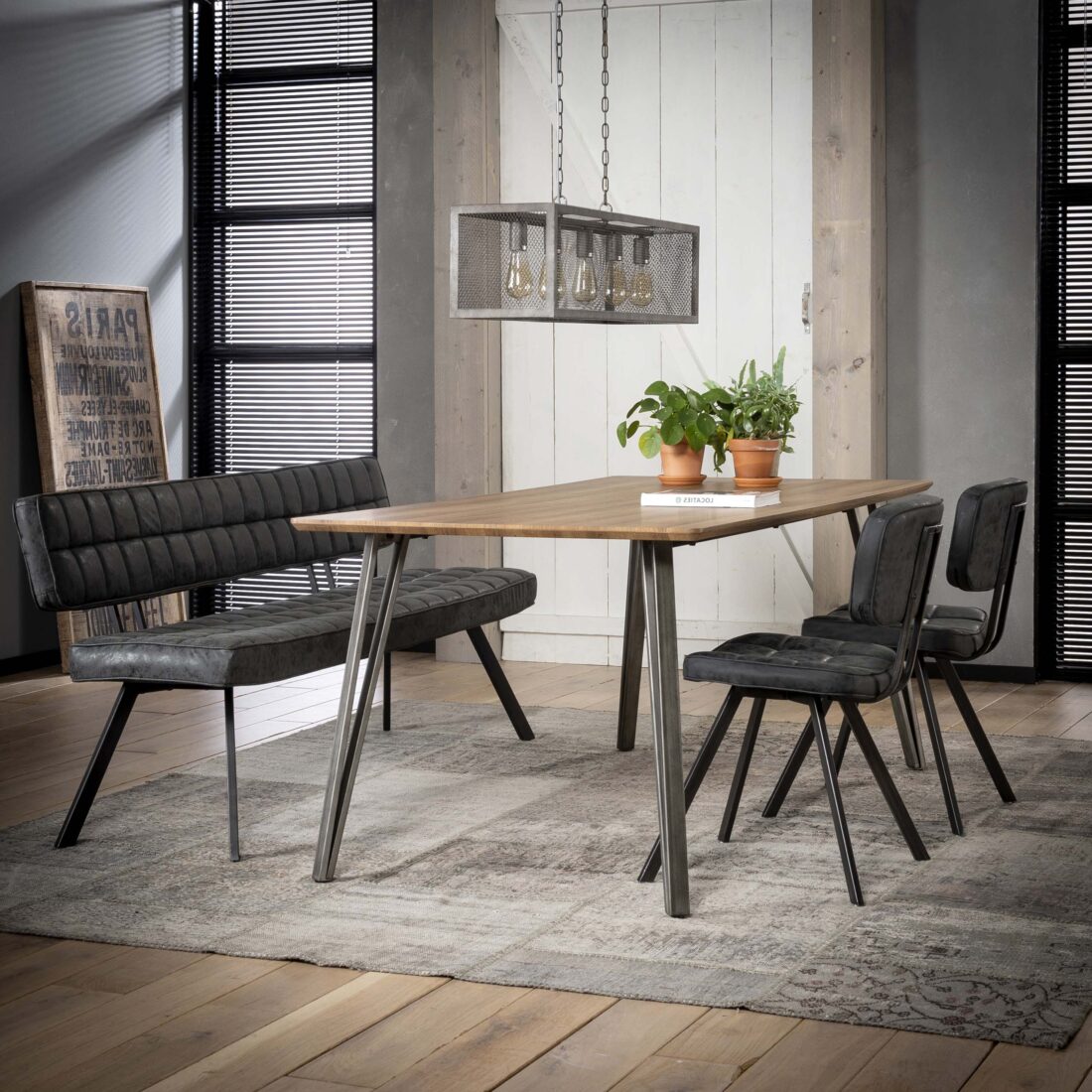 Zijlstra Eetkamerbank 180cm Wax Pu Zwart